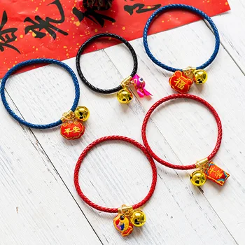 

New Year's Collar, Leather Rope, Pet Traction, Anti-lost Cat Bell Accessories, Small Puppy Collar