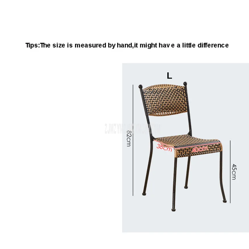 1 комплект 2 шт. плетеный стул из ротанга простой PE ротанга стальной каркас балкон гостиная Досуг стул со спинкой для взрослых Размер L