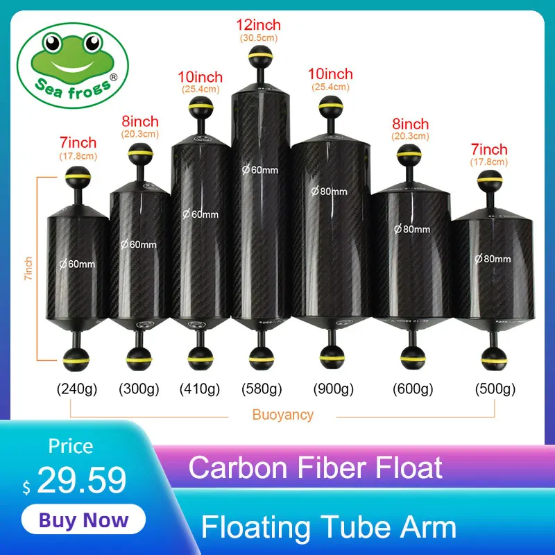 Carbon Fiber Float Buoyancy Aquatic Arm Dual Ball Floating Arm Diving Camera Underwater Diving Tray