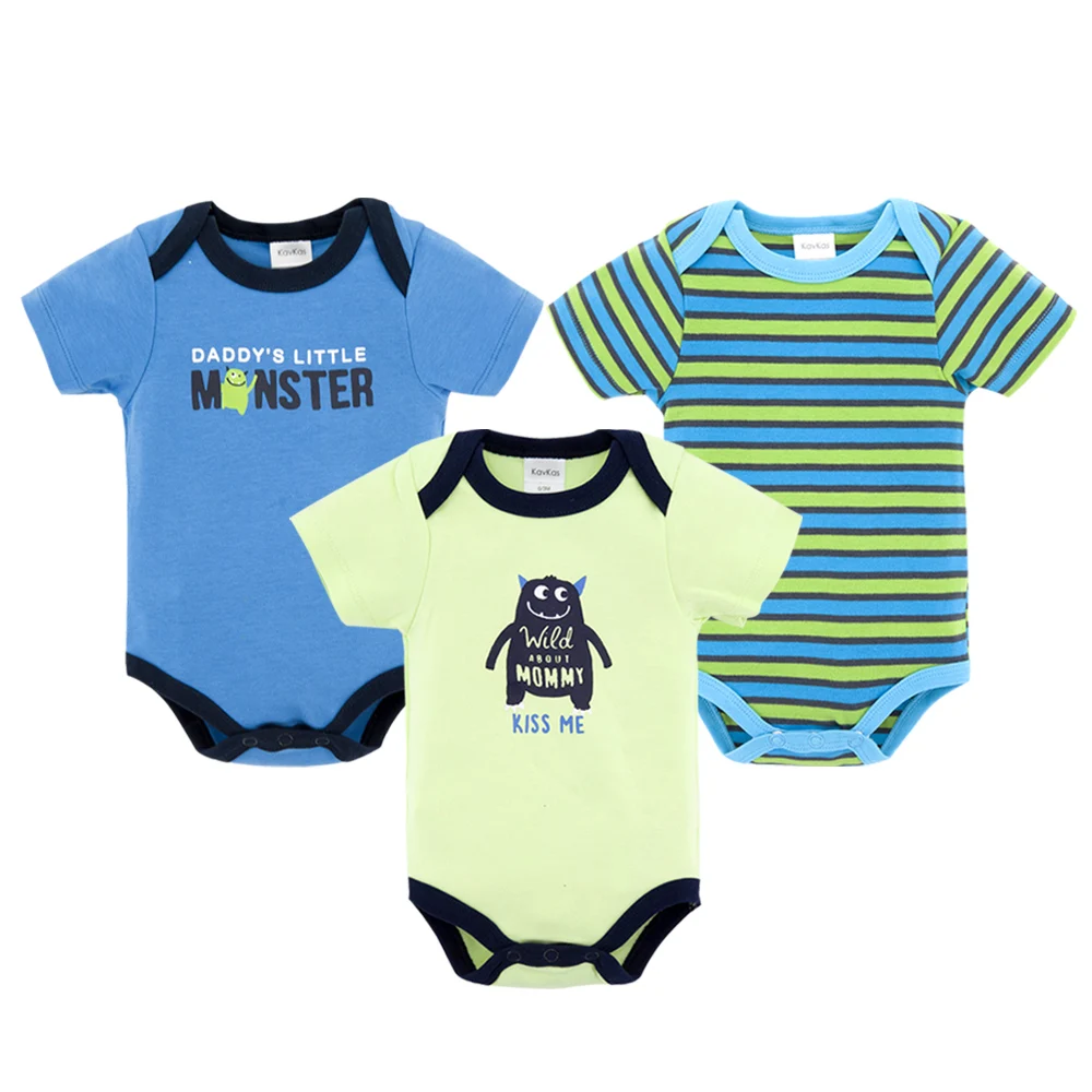 

Kavkas 3 pcs/pack Summer Boys Baby Clothing Jumpsuit Newborn Romper Baby Boy Clothes infant 0-12M Baby Rompers Roupa De Bebe