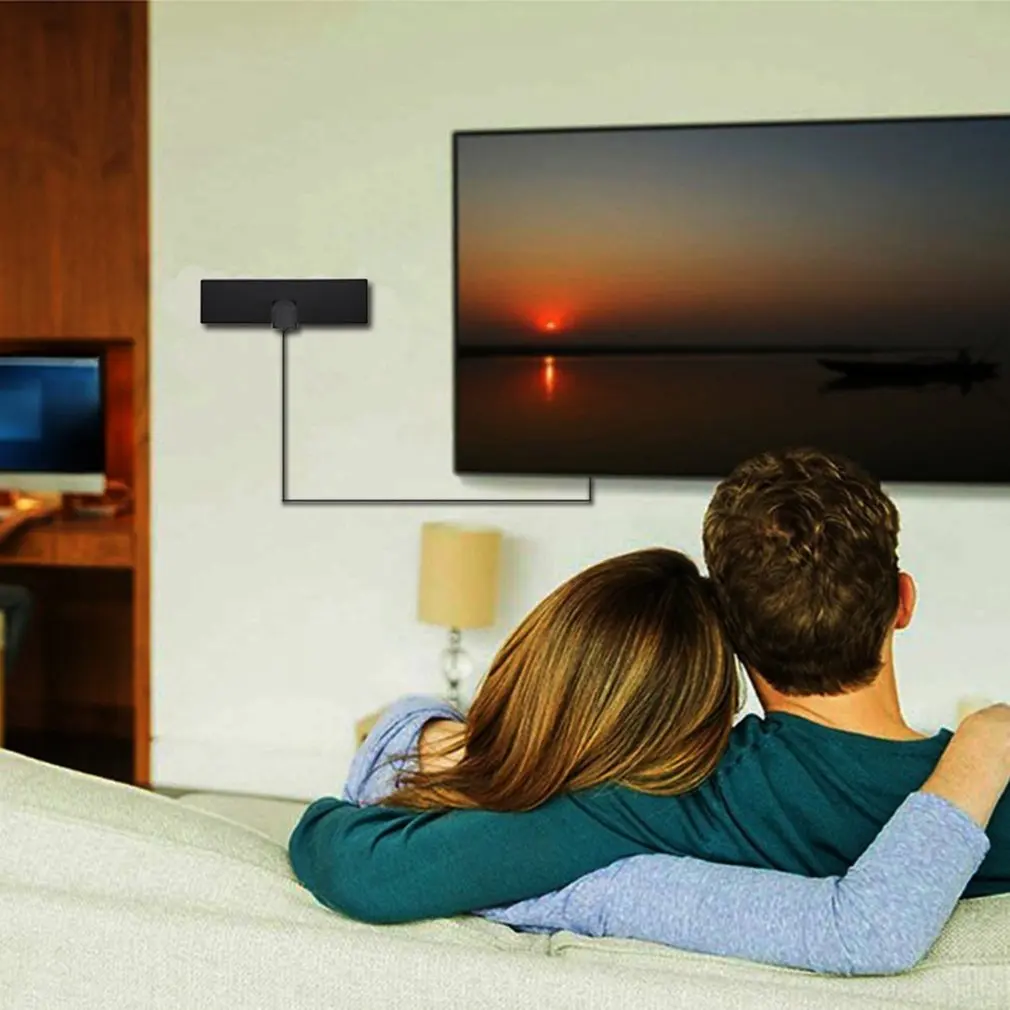 Hdtv Hd Digital Antenna Mini-3 Black Support 1080p or 4k within 60 miles F head Connector All-round ability