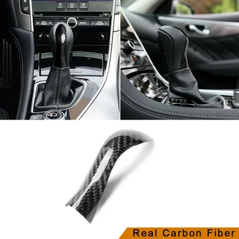 

High Quality Real Carbon Fiber Inner Gear Shift Knob Cover For Infiniti Q50 Q60 2014-2019 Car Replacement Accessories