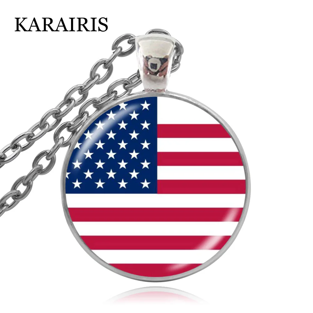 KARAIRIS Fashion National Flag Necklace Canada USA UK Cabochon Jewelry Handmade Pendant Sweater Chain Souvenir Necklaces Gifts | Украшения