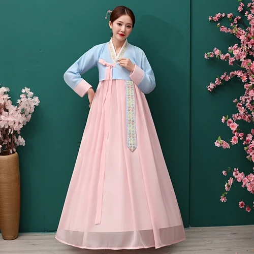 Традиционный корейский Костюм-ханбок, платье, древняя принцесса, танцевальный костюм, женский этнический корейский народный танцевальный сценический костюм, Свадебная вечеринка - Цвет: design 1