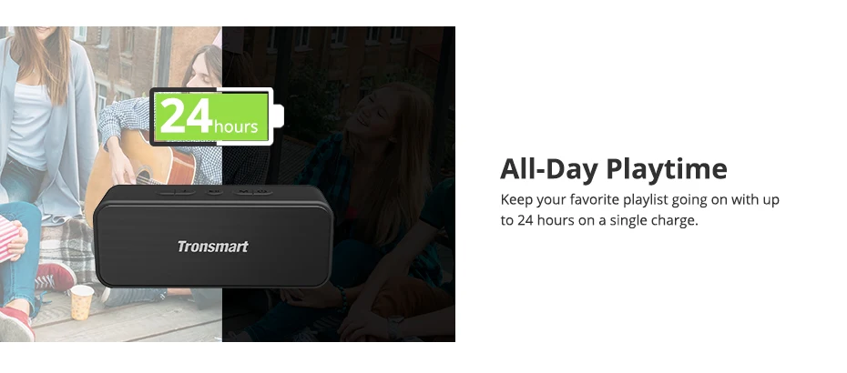 Tronsmart T2 Plus Bluetooth 5.0 Speaker 20W Portable Speaker 24H Column IPX7 Soundbar with TWS,Voice Assistant,Micro SD (2)