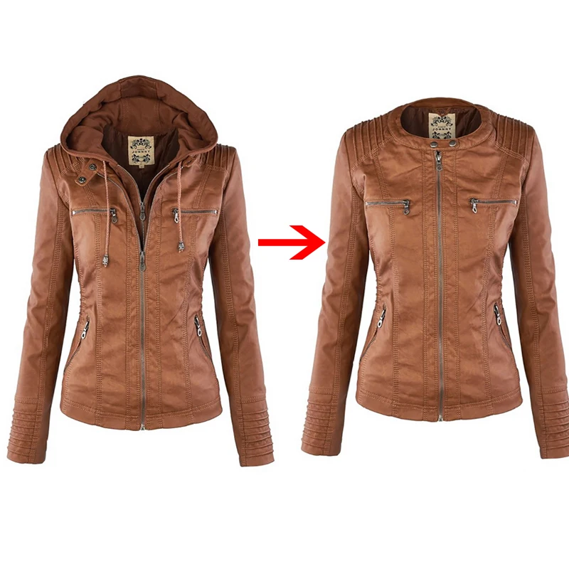 2020 Winter Faux Leather Jacket Women Casual Basic