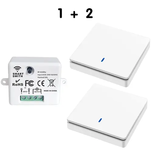 Wireless Smart Switch Light 433Mhz RF 86 Wall Panel Switch with Remote Control Mini Relay Receiver 220V Home Led Light Lamp Fan - Image 9