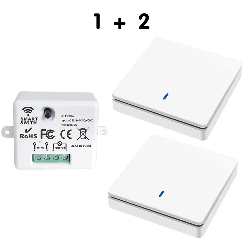 Wireless Smart Switch Light 433Mhz RF 86 Wall Panel Switch with Remote Control Mini Relay Receiver 220V Home Led Light Lamp Fan - Image 9