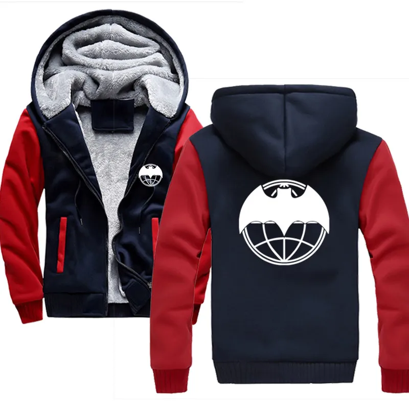 Red blue Военный интеллект Печать Drawstring карман с капюшоном Толстовка длинный рукав молния тонкий пальто мужской пиджак все размеры - Цвет: Red blue