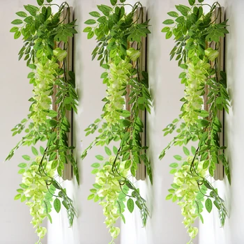 

New Arrival 2m Long Artificial Wisteria Vine Garland Plants Foliage for Wedding Home Office Hotel Decors
