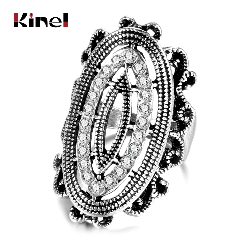 Kinel, новинка, богемные пляжные вечерние кольца для женщин, модное античное серебряное мозаичное белое Хрустальное винтажное ювелирное изделие, Прямая поставка