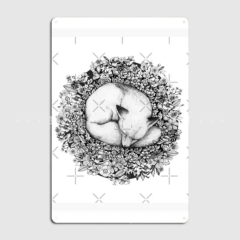 

Лиса, Спящая в цветах, металлическая вывеска, паб, пещера, паб, создание стены, фотопостер