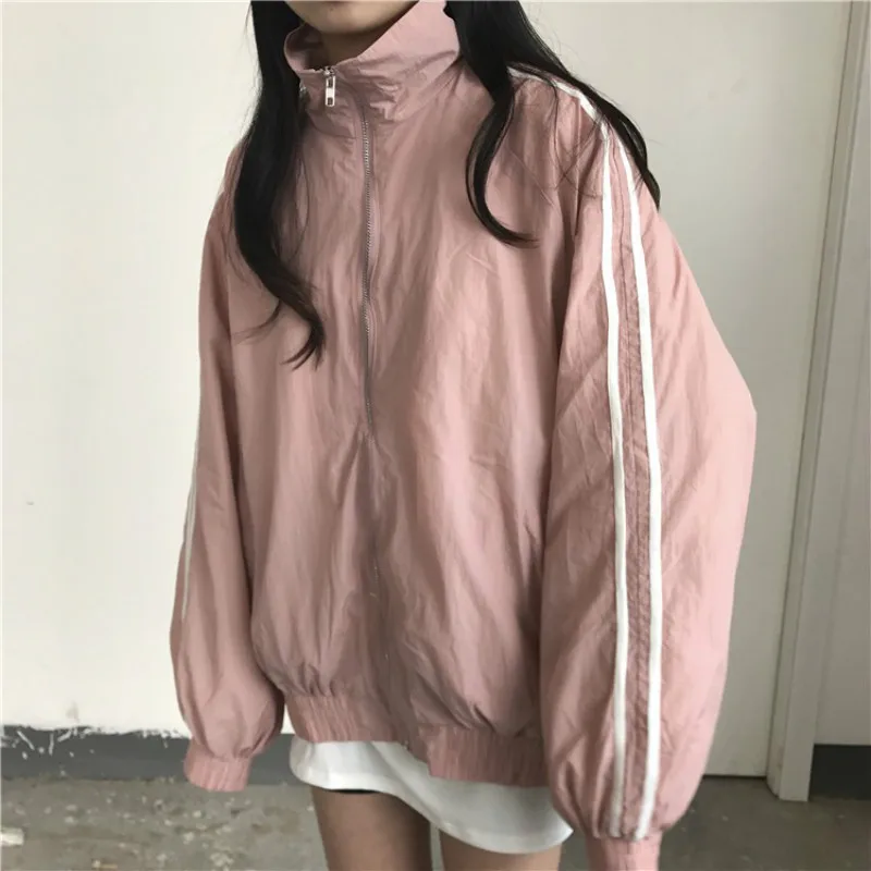 Promo  SVOKOR Casual Thin Sports Jacket Loose Zip Cardigan Women Korean Version Harajuku Short Paragraph J