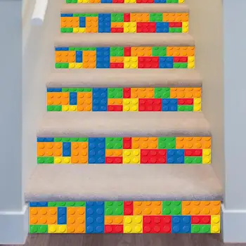 

6Pcs/Set 3D Stairs Stickers Wallpaper Stair Decals Colorful Building Block Blocks Pattern DIY Staircase Sticker Home Decor
