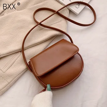 

[BXX] Quality Crossbody Saddle Bags For Women 2020 Solid Color Shoulder Messenger Bag Female Fashion Handbags and Purses HK255