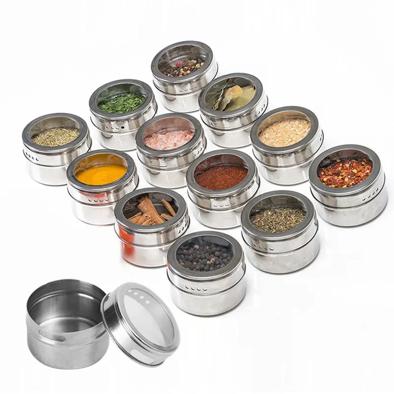 contenitore per spezie magnetico UNISOPH Lattine per spezie spray per condimento al pepe per la cucina del ristorante barattolo per spezie in acciaio inossidabile da 6 pezzi 