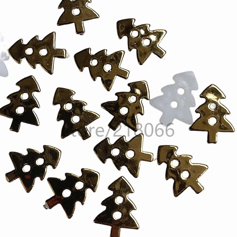 50PCS 17x13MM Gold Christmas Tree 2 Holes Plastic Buttons Children's Apparel Sewing Accessories DIY Scrapbooking Crafts E024501 | Дом и
