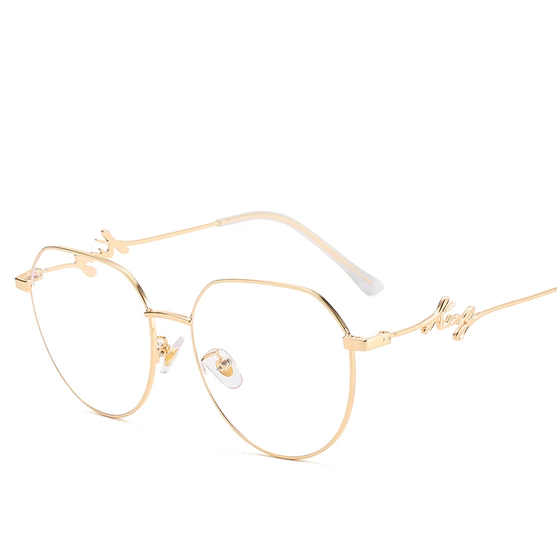 Longkeperer женские анти-голубые легкие очки Полигон металлические очки оправа с прозрачными линзами компьютерные оптические очки оправа - Цвет оправы: Gold
