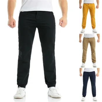 

Sweatpants Men 2019 Stretch Pants Trousers Brand Clothing Long Khaki Pants Solid Male Casual Straight Trousers Mid-rise Slim