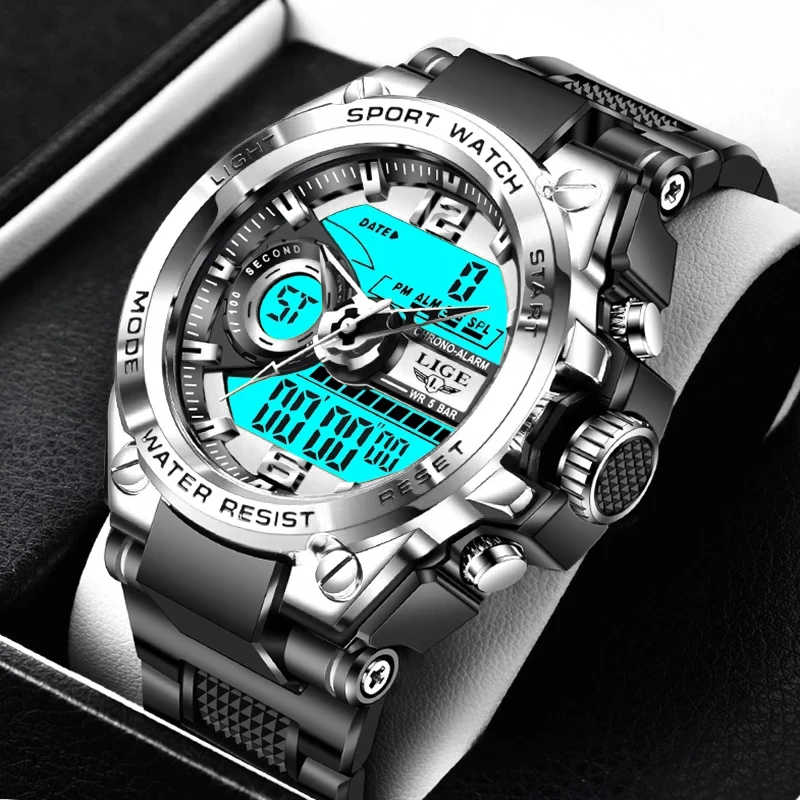 LIGE Top Brand Luxury Watch for Men Fashion Business Quartz Men Watches Silicone Strap Waterproof Casual Sport Relogio Masculino