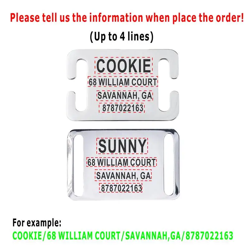 Персонализированные ярлыки для удостоверения личности питомца выгравированные