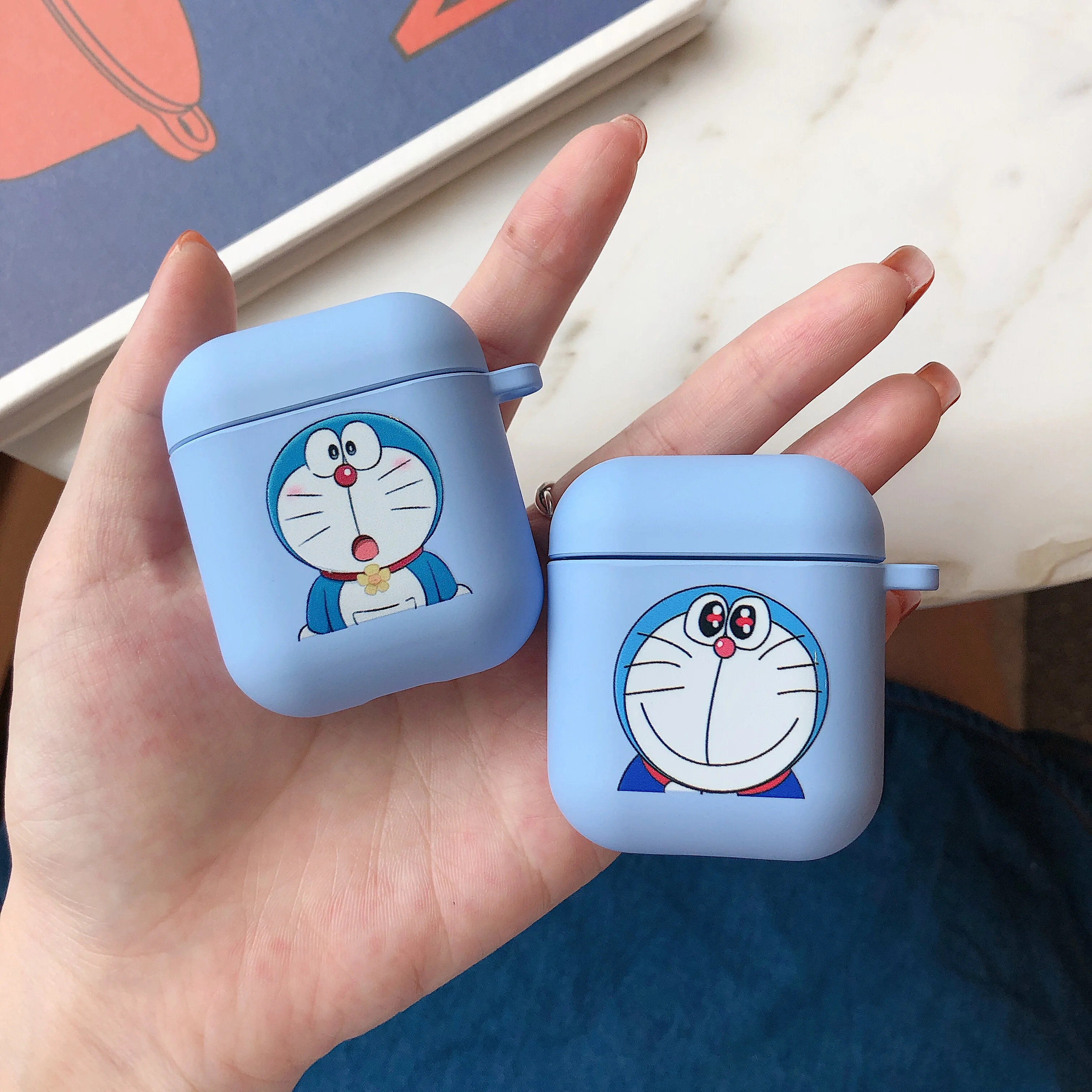 Жесткий Чехол для Airpods чехол s милый мультяшный Doraemon чехол для наушников Air Pods 2 Bluetooth коробка гарнитура чехол Аксессуары