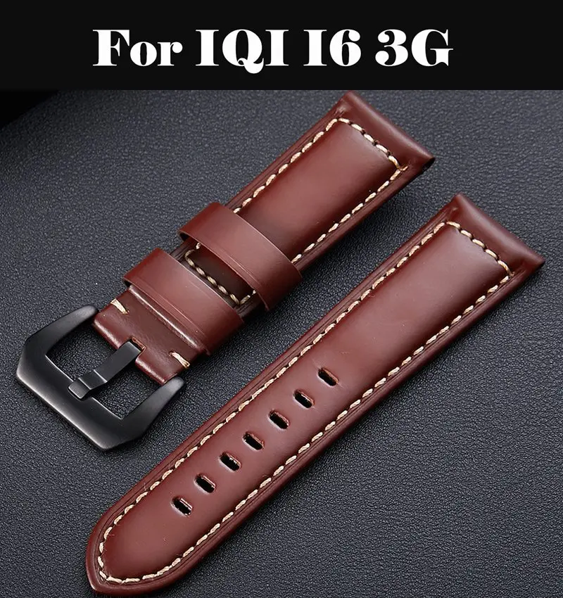 

Watch Band Strap Butterfly Pattern Genuine Leather Deployant Buckle Bracelet Brown Black Watchbands 15-23mm For IQI I6 3G