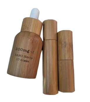 

Recycled 30ml 50ml full bamboo cover amber e liquid glass dropper bottle essential oil bottle with bamboo cap
