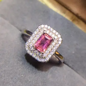 

Fashion princess square red crystal rose pink ruby gemstones diamonds rings for women white gold silver color bague jewelry gift