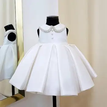 

Baby Girl Dress Beaded Bow Birthday Party Ball Gown Flower Wedding Evening Gown Infant baptism Christening dress For Girls Y3172