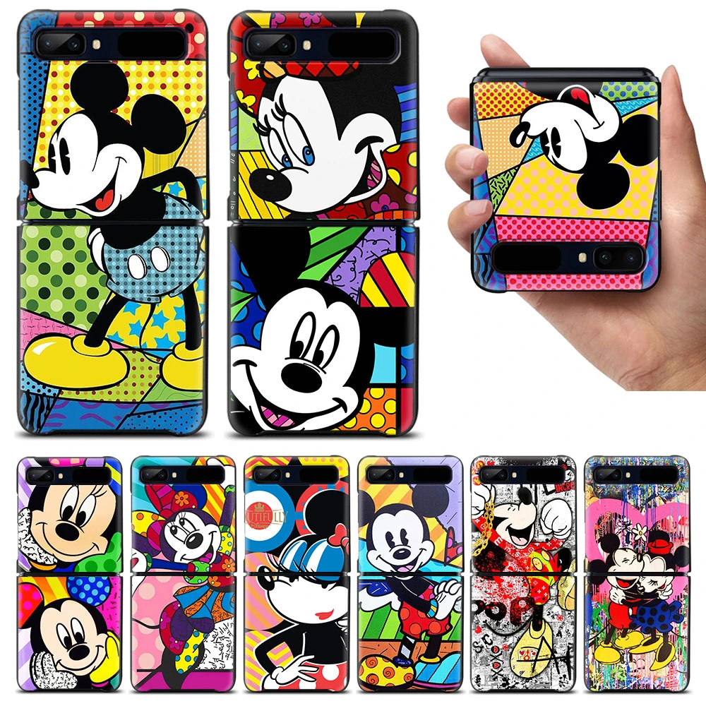 samsung z flip3 case Color Disney Mickey Shockproof Cover for Samsung Galaxy Z Flip Flip3 5G Black Phone Case Shell Hard Fundas Coque Capa case for galaxy z flip3