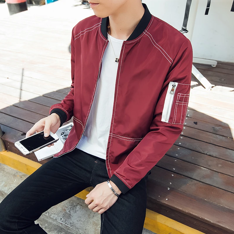 Blog 2019 Autumn Men's Bomber Jackets Casual Male Outwear Windbreaker Stand Collar Jacket Mens Baseball Slim Coats 5XL,