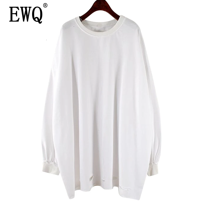

[EWQ] 2019 Spring Autumn New Pattern Round Collar Long Sleeve Solid Patchwork Pullovers Vintage Sweatshirt Women AH50801
