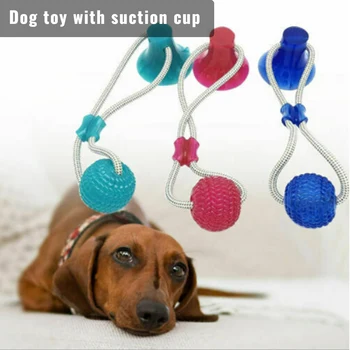 

Dog Interactive Suction Cup Push Ball Toys Elastic Ropes Dog Tooth Cleaning Chewing Playing IQ Treat Toys Pet Puppy Supplies