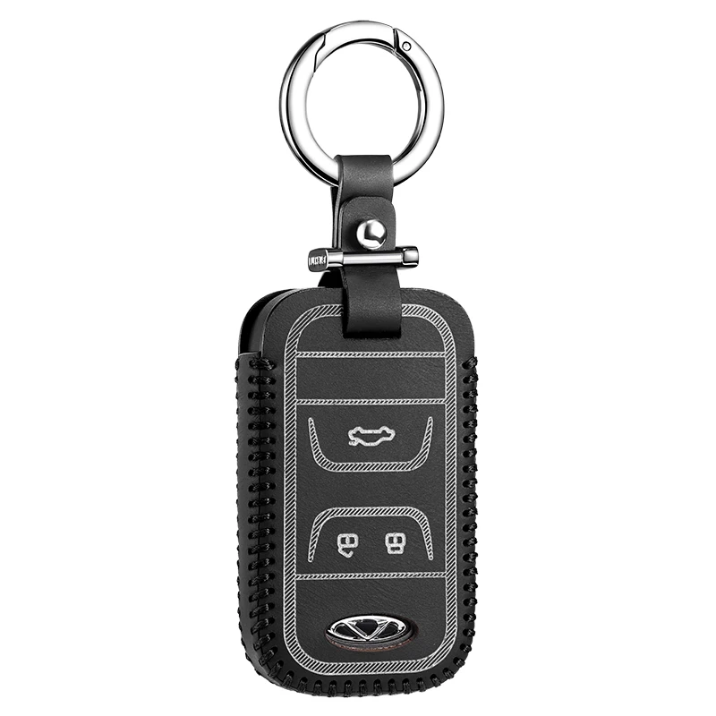 Luckeasy кожаный чехол для ключей CHERY TIGGO 8 3 5 Chery ARRIZO 3 7 Chery E3 E5 бонусный Автомобильный ключ сумка/чехол держатель кошелек key2y - Название цвета: black 3