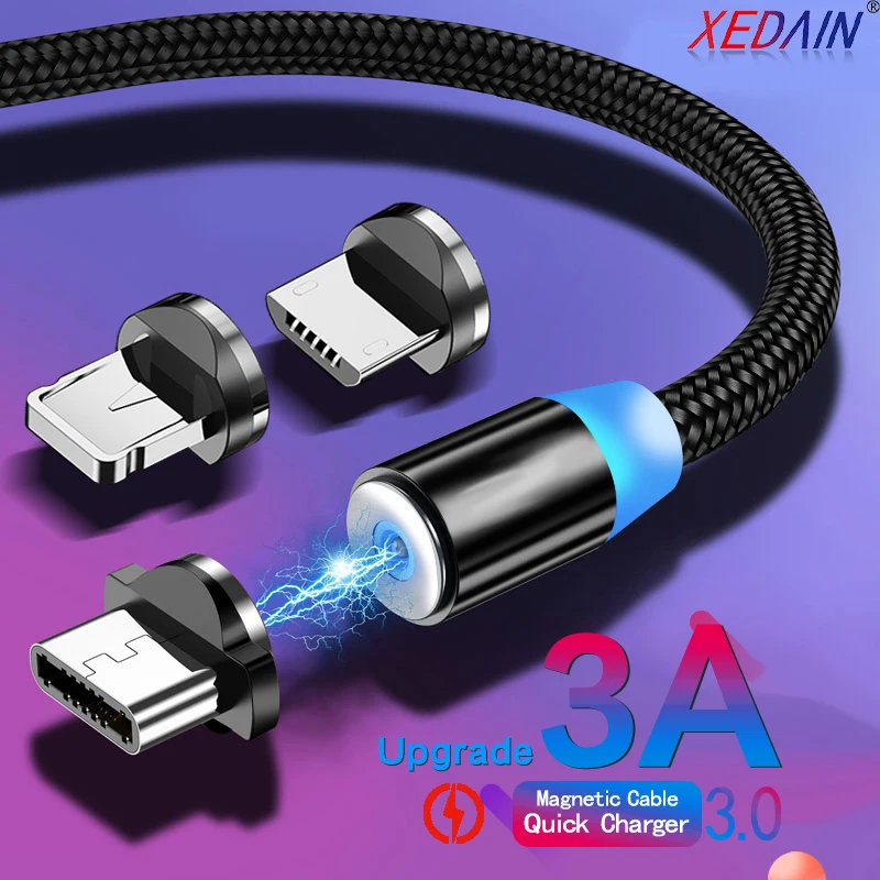 Magnetic Cable Fast Charging Micro USB Lightning Type-C Quick Magnet Charge for iphone 11 XR Samsung Galaxy Huawei P40 | Мобильные