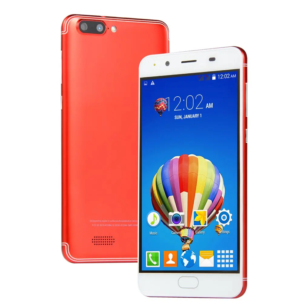 red 5.0 Inch Large Screen Dual Card Dual Standby Dual Cameras Mobile Phone Fingerprint Machine Smart Phone 4GB ROM Smartphone - Цвет: red