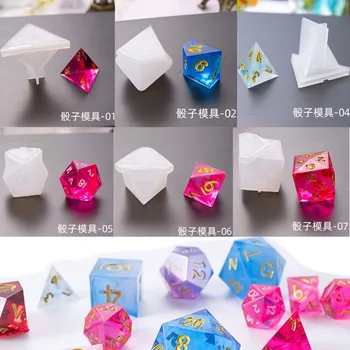 

6 Shapes Dice Fillet Square Triangle Dice Mold Crystal Epoxy Resin Mold Kit Dice Digital Game Silicone Mould Art Craft
