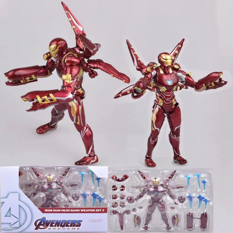 

2019 Movie Marvel Avengers 4 Endgame SHF Iron Man MK50 Nano Weapon Set 2 PVC Action Figure Toys Dolls Gift