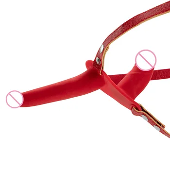 Double Penis Dildo Double Ended Strapon PU Leather Belt Strap On Dildo Adult Lesbian Sex Toys for Woman Couples Sex Products