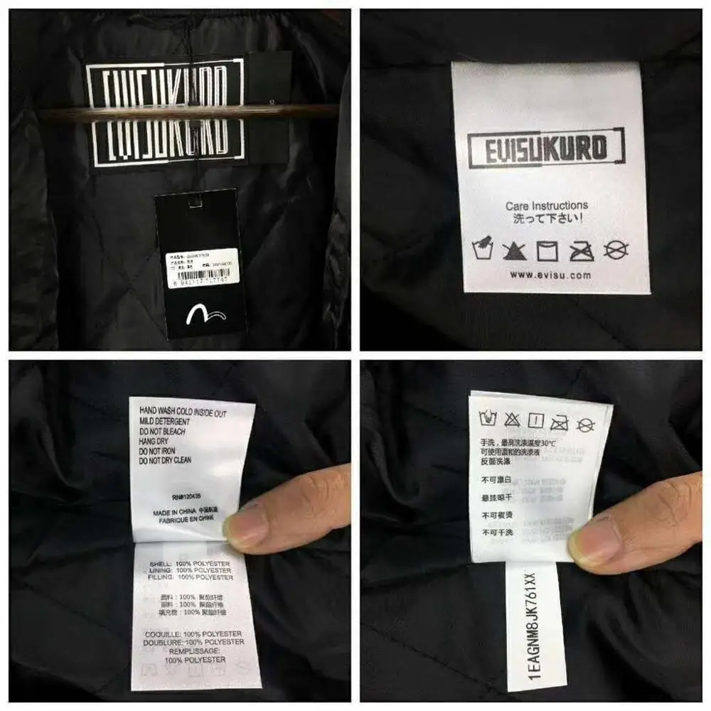 Аутентичная Evisu Новая зимняя высококачественная модная теплая дышащая мужская хлопковая куртка для пары мотоциклетное Пальто Тренч