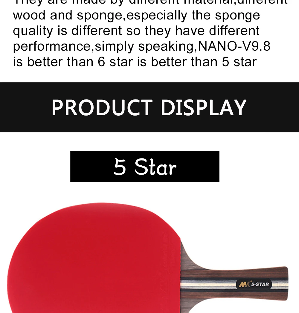 2Pcs/Lot Table Tennis Bat Racket Good Control Long Short Handle Ping Pong  Paddle Racket Set With Bag