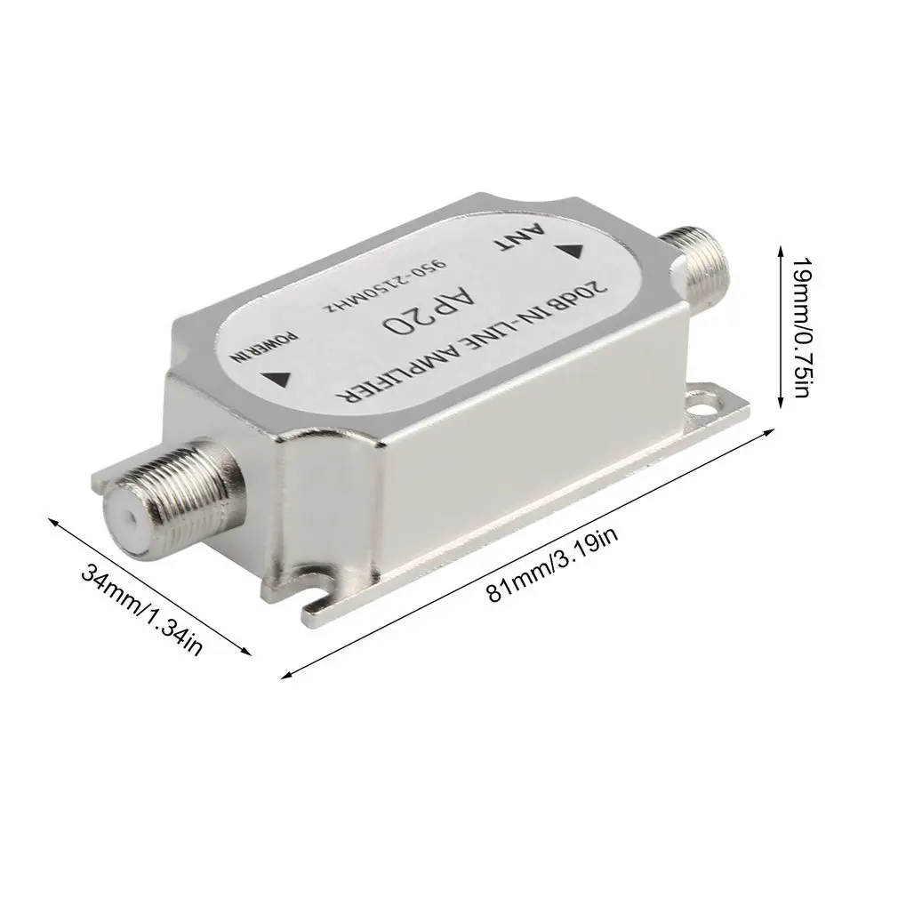 Satellite Signal Booster Satellite 20dB In-line Amplifier Booster 950-2150MHZ Signal Booster For Dish Network Antenna Cable Run Channel Strength