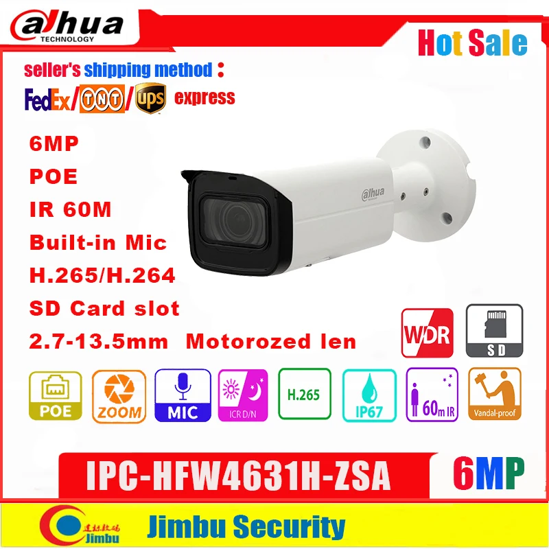 Сетевой видеорегистратор Dahua IP Камера 6MP IPC HFW4631H ZSA 2 7 ~ 13 5 мм IR60m Обновление версии