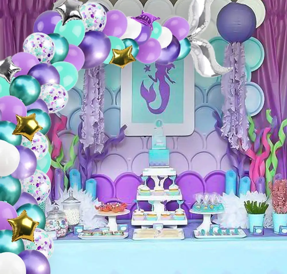 113pcs Mermaid Tail Balloon Garland Set for Mermaid Birthday