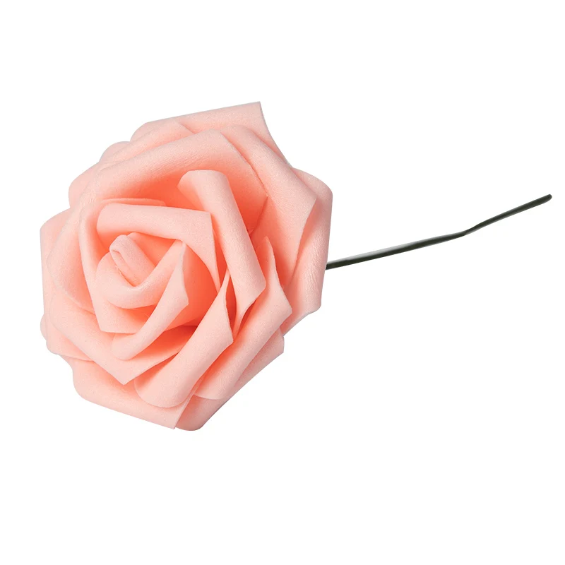 10 головок 8 см новые красочные искусственные из ПЭ пены розы Букет невесты домашний Свадебный декор Скрапбукинг DIY Поставки - Цвет: Champagne pink