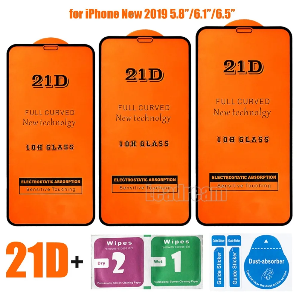 50 шт. DHL 21D Защитное стекло для iPhone 11 Pro MAX X XS MAX XR 21D закаленное защитное стекло для iPhone 8 7 6 6s Plus