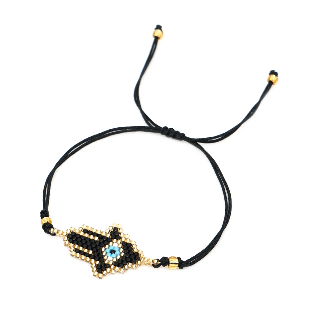 Go2boho Фатима браслет на руку “Хамса” Турецкий Дурной глаз Браслеты MIYUKI Pulsera Mujer Moda ювелирные изделия Для женщин Satinless Сталь Чиан - Окраска металла: MI-B190515A