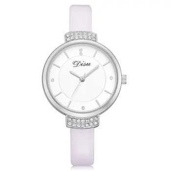 

Narrow Leather Strap Shiny Big Round Dial Luxury Fashion Cheap Women Quartz Watch Girl Classical Valentine Gifts 2018 Trendcy