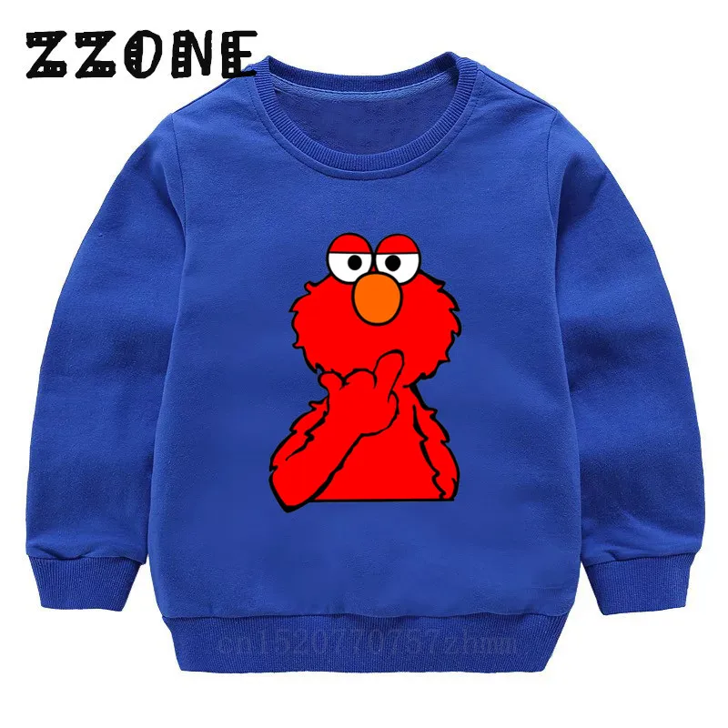 2413C-Blue Детские толстовки с капюшоном Детские свитшоты с героями мультфильма «Улица Сезам» и «Элмо» хлопковый пуловер для малышей топы для девочек и мальчиков, осенняя одежда KYT2413 - Цвет: 2413C-Blue